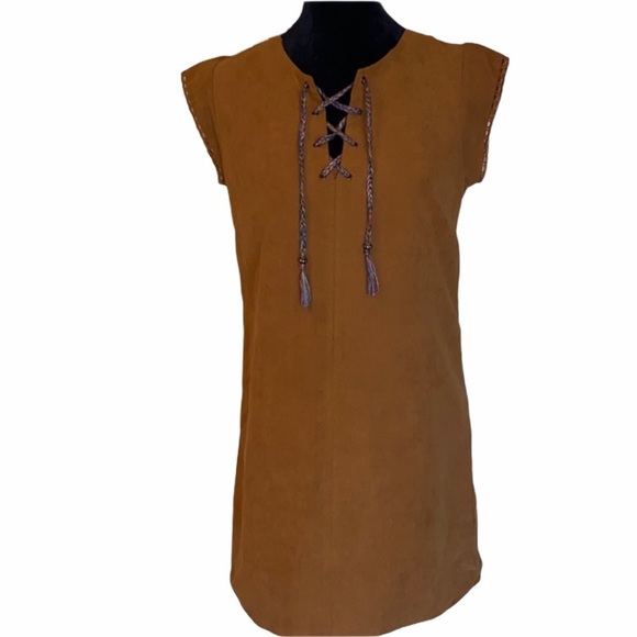 Love, Fire Brown Suede Dress size Medium - Picture 2 of 12